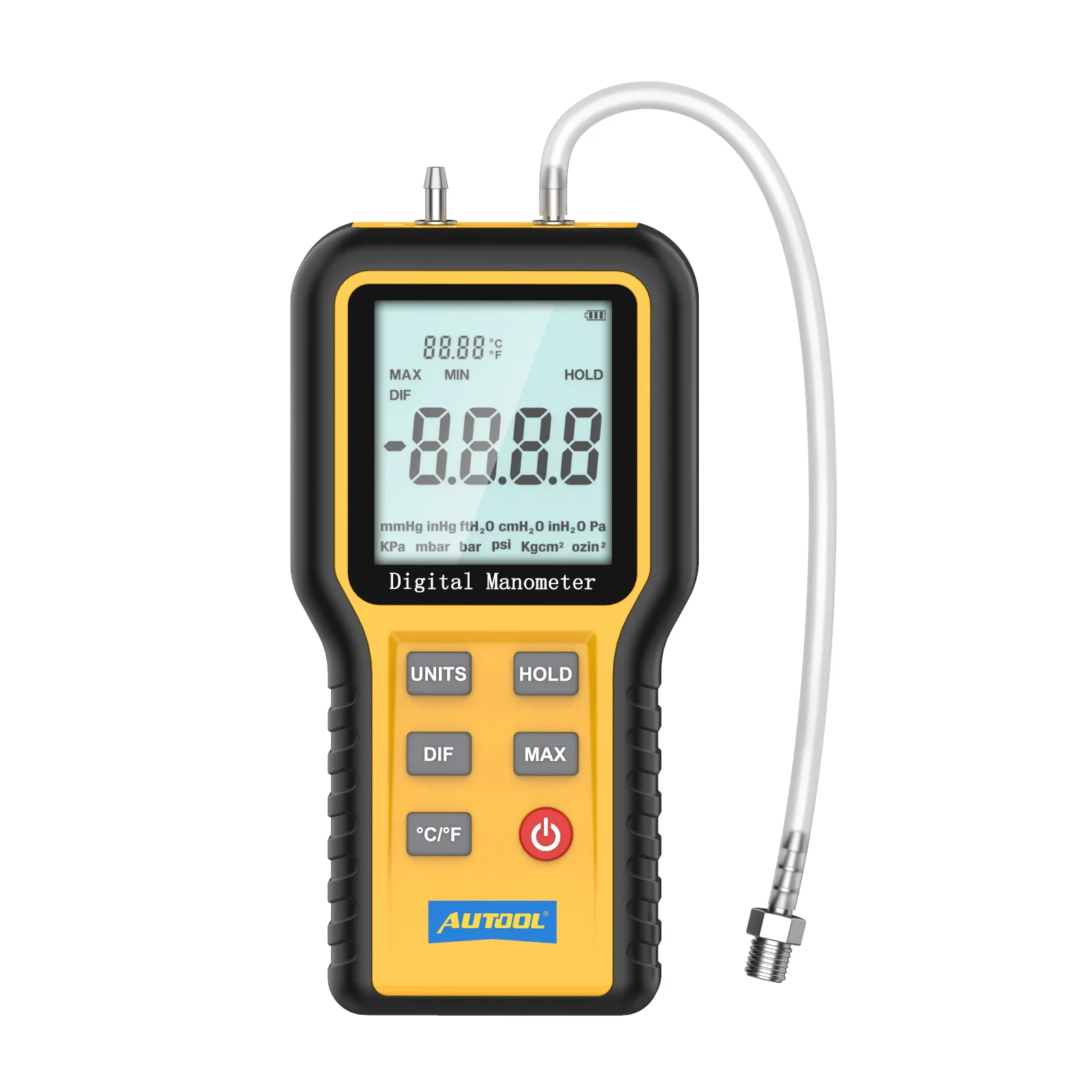 AUTOOL Digital Manometer Test Dual Input Differential Manometer Air Pressure Meter HVAC Gas Pressure Tester