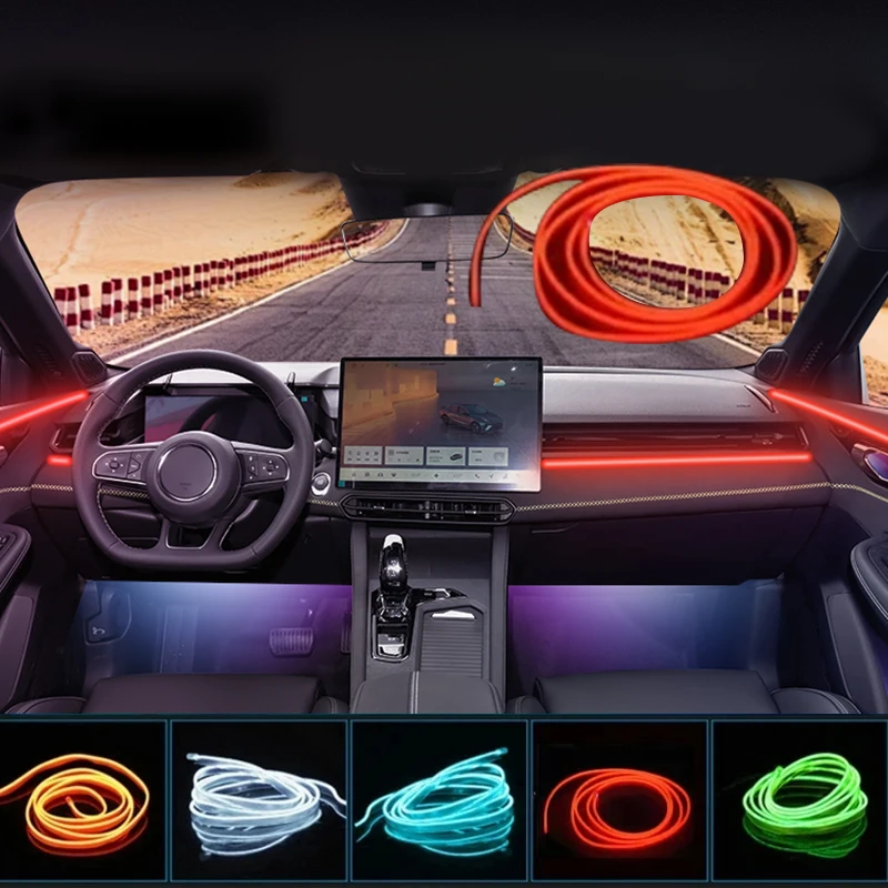 

Car LED Ambient Lighting Strips Cold Light Dashboard Console Decorative Lamp 1-5M