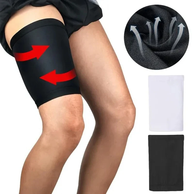 Thigh Wrap Brace Support Compression Sleeve for Pulled Hamstring Strain Injury Tendonitis Rehab, Recovery, Fits Men Women 1Pair