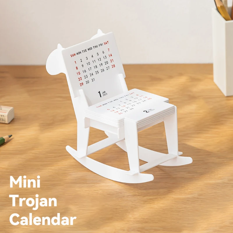 Creative DIY 2025 Mini Trojan Calendar Personality Flip Calendar Cartoon Toy Gift Desktop Ornaments Office Home Decoration