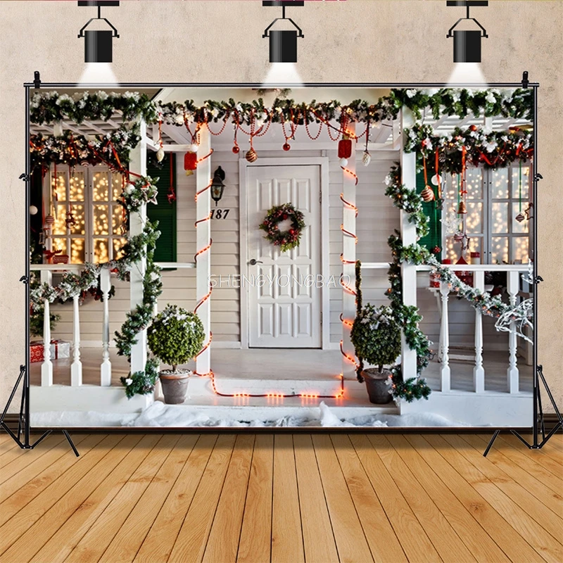 

Vinyl Custom Christmas Day Photography Backdrops Living Room Restaurant Exterior Wall Photo Studio Background Props QS-599