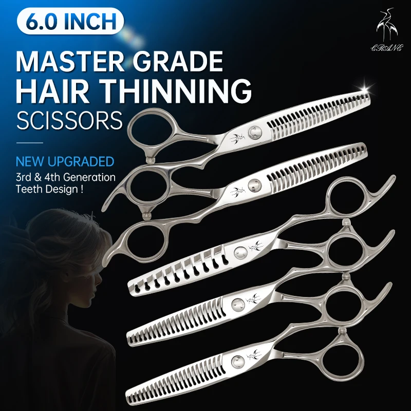 Crane High-end Hair Scissors Thinning Shears JP BJ42 Steel CNC Mirror Cutting Scissors Sharp Smooth Professional Hairdresser