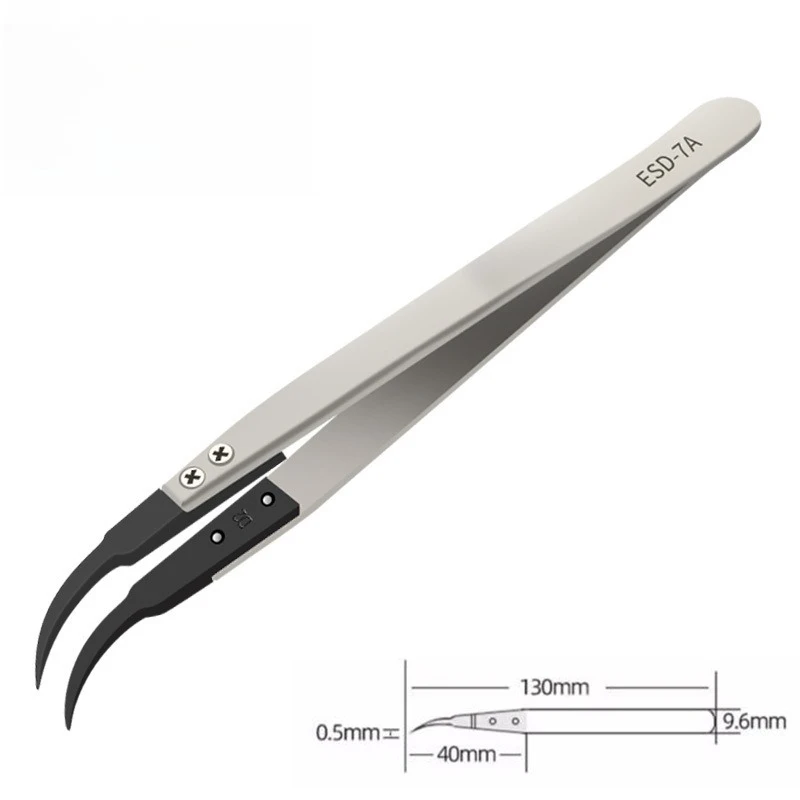 Stainless Steel Anti-Static Interchangeable Ceramic Tweezers - Corrosion-Resistant with Carbon Fiber Tips for Easy Carry