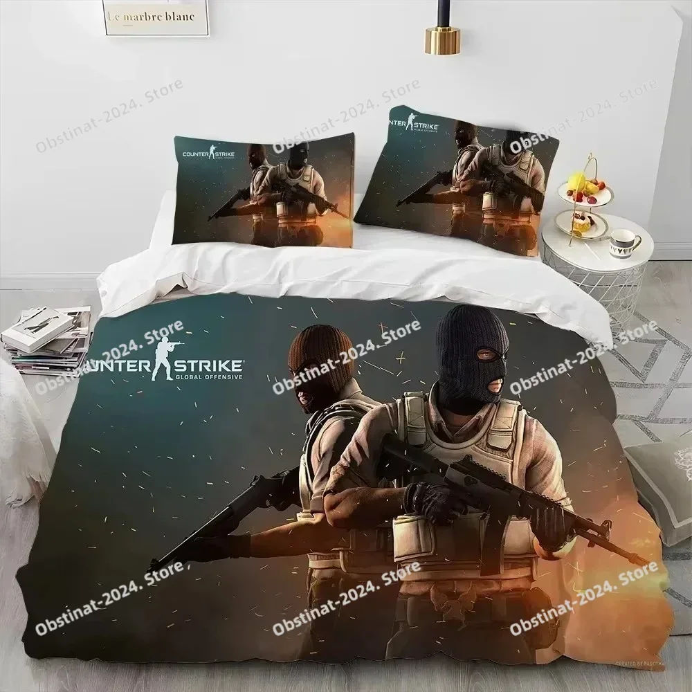 3D CS GO Game Gamer Counter Strike Bedding Set Printed single Comforter Quilt Bed Cover Pillow Case 3 Pieces Set Kids Adult Size