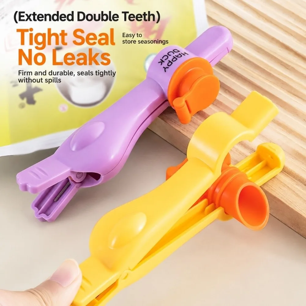 Cartoon Duck Bag Sealing Machine Leak Resistant with Resealable Lid Snack Bag Clips Easy Pouring Food Bag Sealing Clips