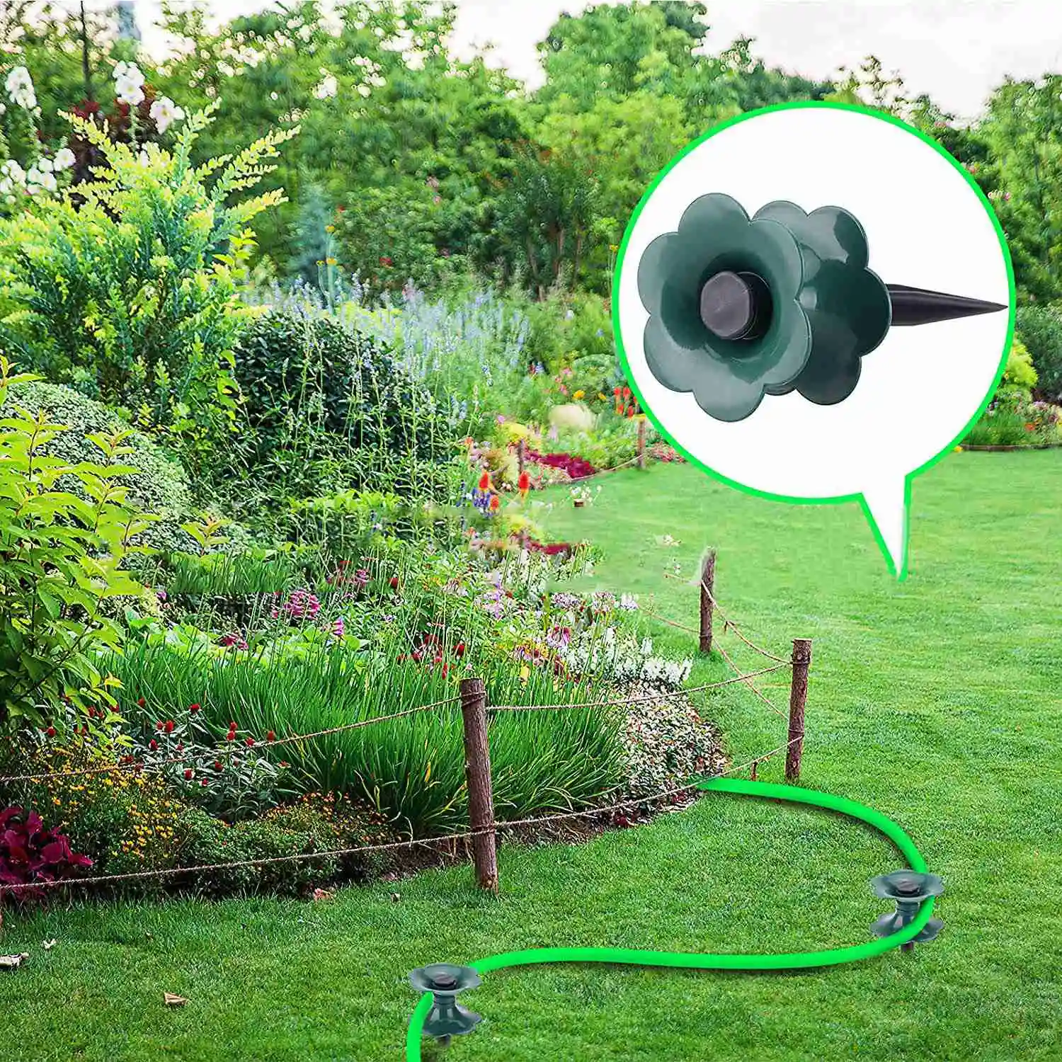 6 Pack Garden Hose Guide Spike Duty Dark Green Spin Top Keeps Garden Hose Out of Flower Beds for Plant Protection