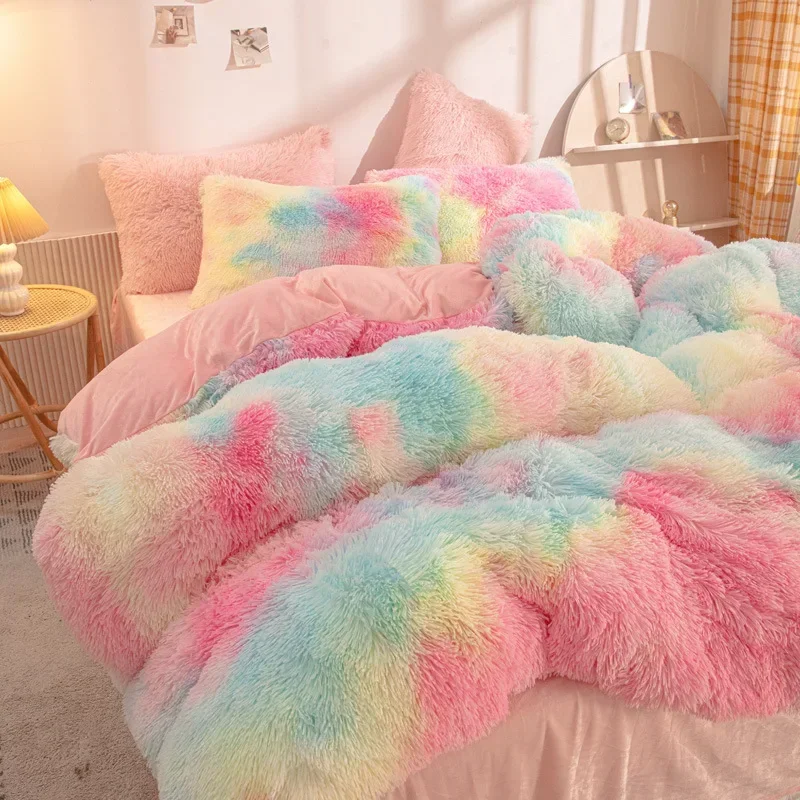 

Winter Bedding Thicken Long Wool Shaggy Duvet Cover Soft Thick Fluffy Warm Modern Soft Luxury Comforter Velvet Quilt Cover