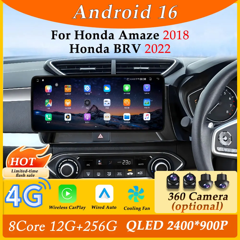 Автомагнитола Android 16 для Honda HR-V HRV Vezel 2013-2020: ультратонкий экран, CarPlay, мультимедийный плеер, разделенный экран, DSP, стерео, Bluetooth