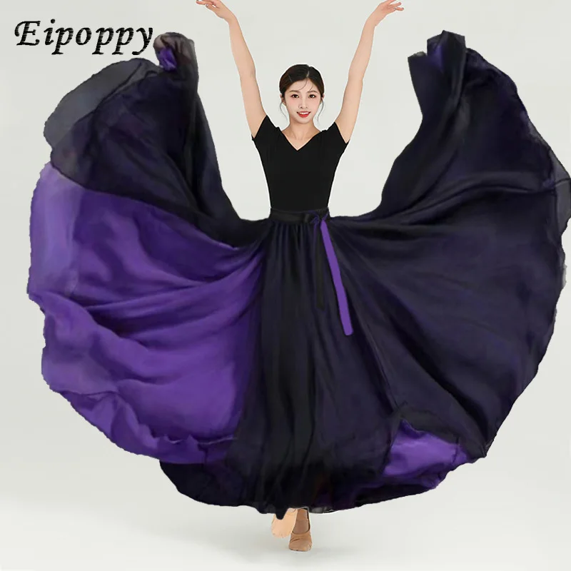 Classical dance skirt with double layered slit and half skirt on both sides