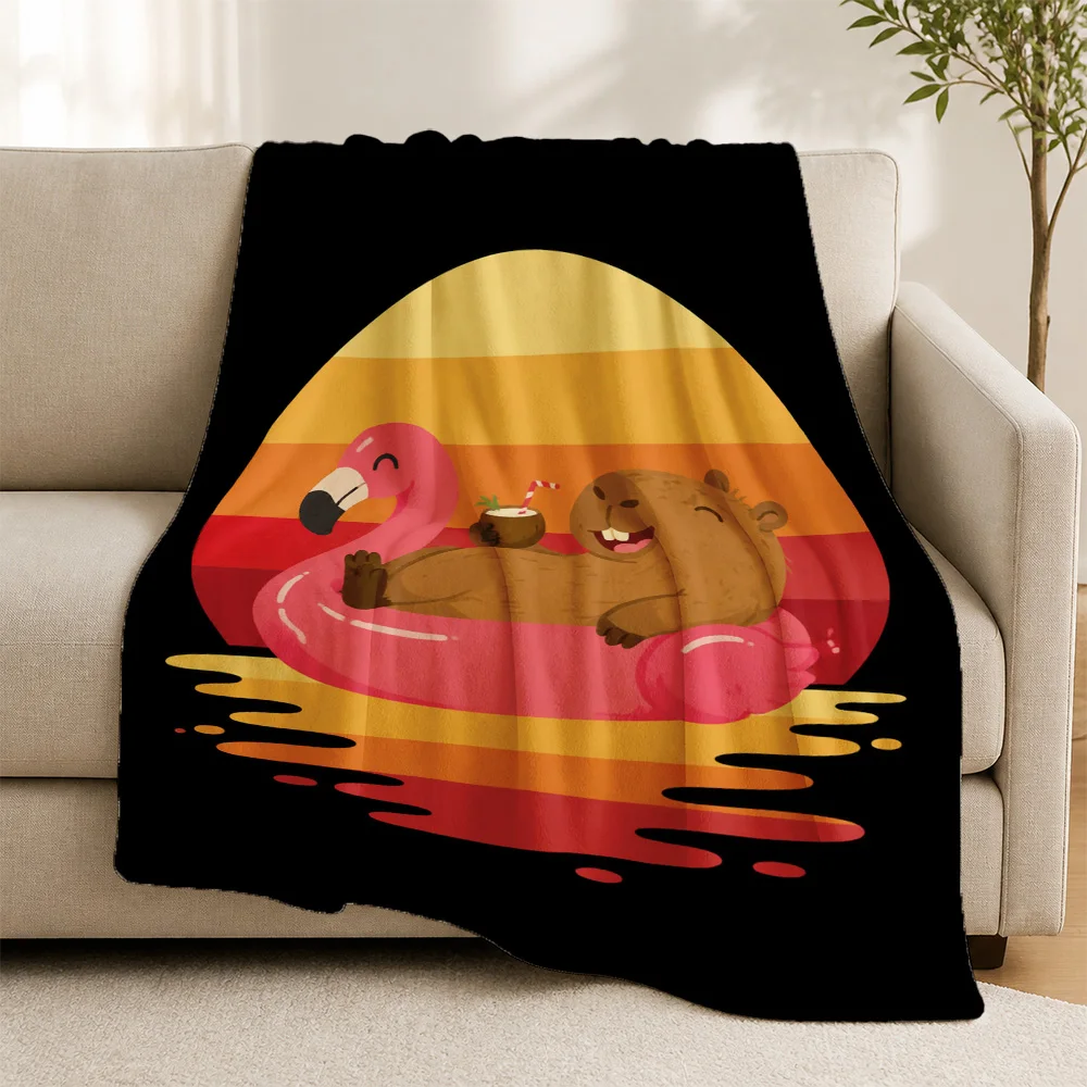 Cute Flamingo Bear Throw Blanket for Sofa Couch Decor Cozy Living Room Summer Beach Tropical Animal Gift Nap Throw Accent Blanke