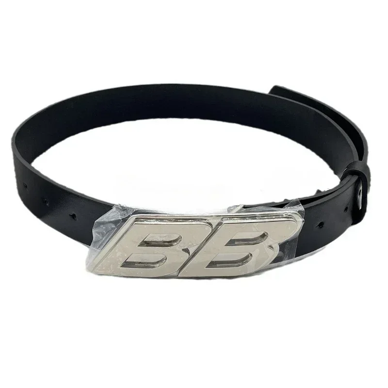 

French style new men's and women's belt waist belt wide letter belt light luxury casual temperament double B alloy buckle