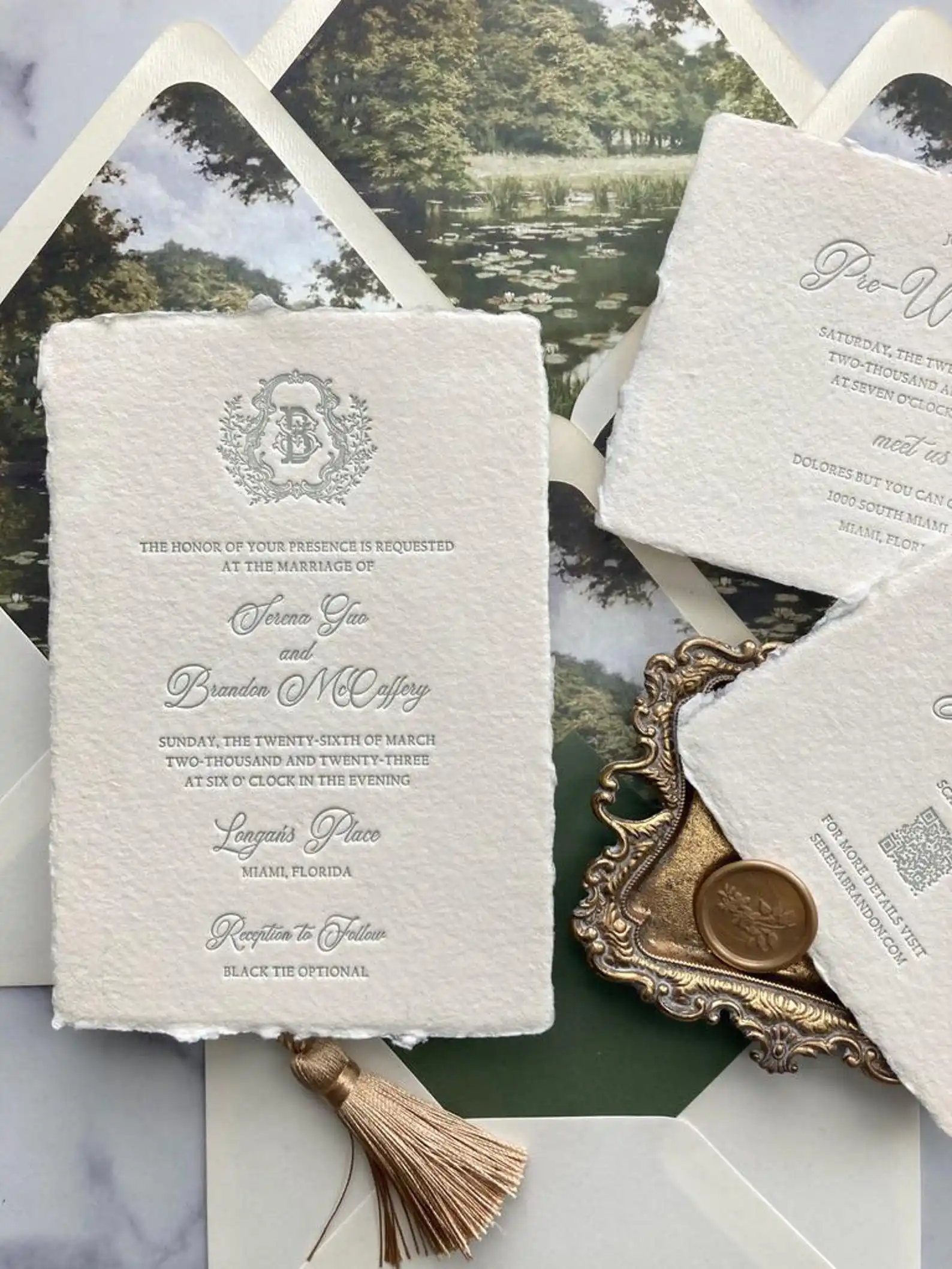 50pcs Letterpress Wedding Invitation,Elegant Handmade Paper Invitations, Formal Wildflowers Invite,Customize Invitations