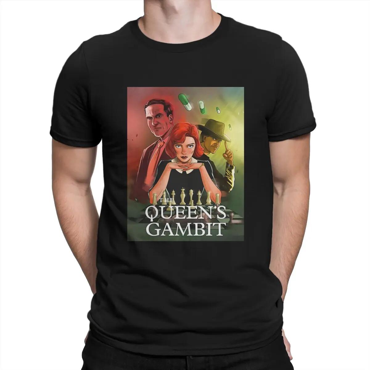 Men's T-Shirts Poster Funny Cotton Tee Shirt Short Sleeve The Queen's Gambit T Shirt Round Collar Tops Graphic