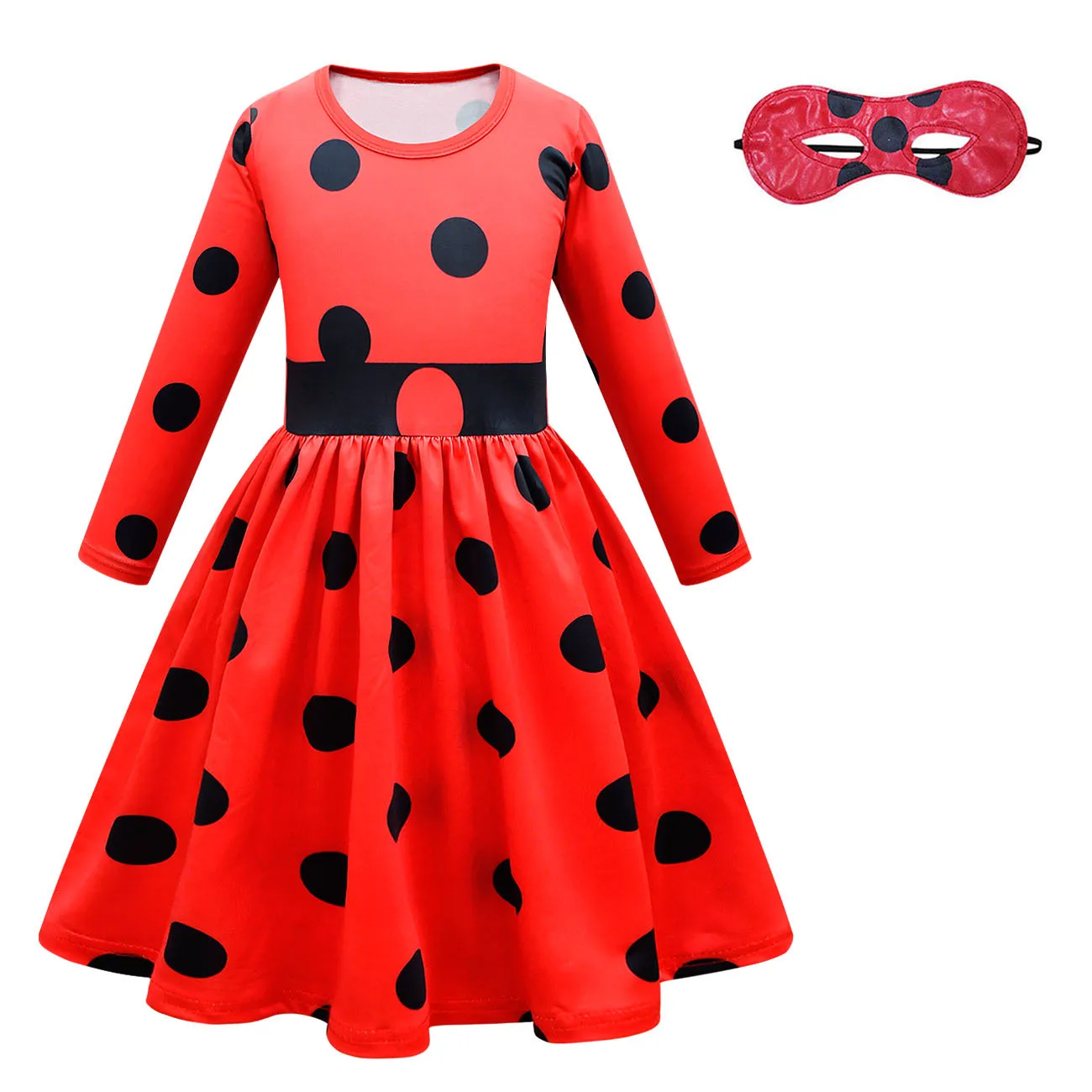Ladybug Cosplay Girl Halloween Costume Polka Dots Dress Mask Bag Festival Birthday Party Outfit Gift Cartoon Stage Kids Clothes