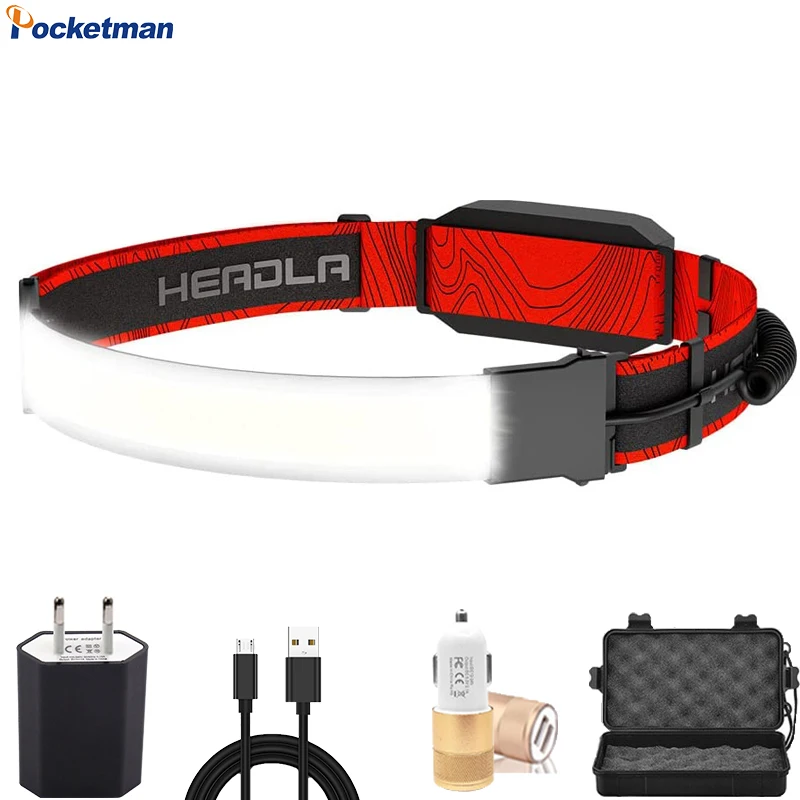 3 Modes LED Headlamp Rechargeable for Fishing Running Camping Flashlight Wide Beam Waterproof Headlight Head Lamp Light
