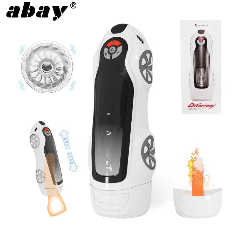 Automatic Thrust Masturbator Cup 9 Retractable Vibrating Masturbator Heated Vagina Pussy ** Machine Men's Sex Toys