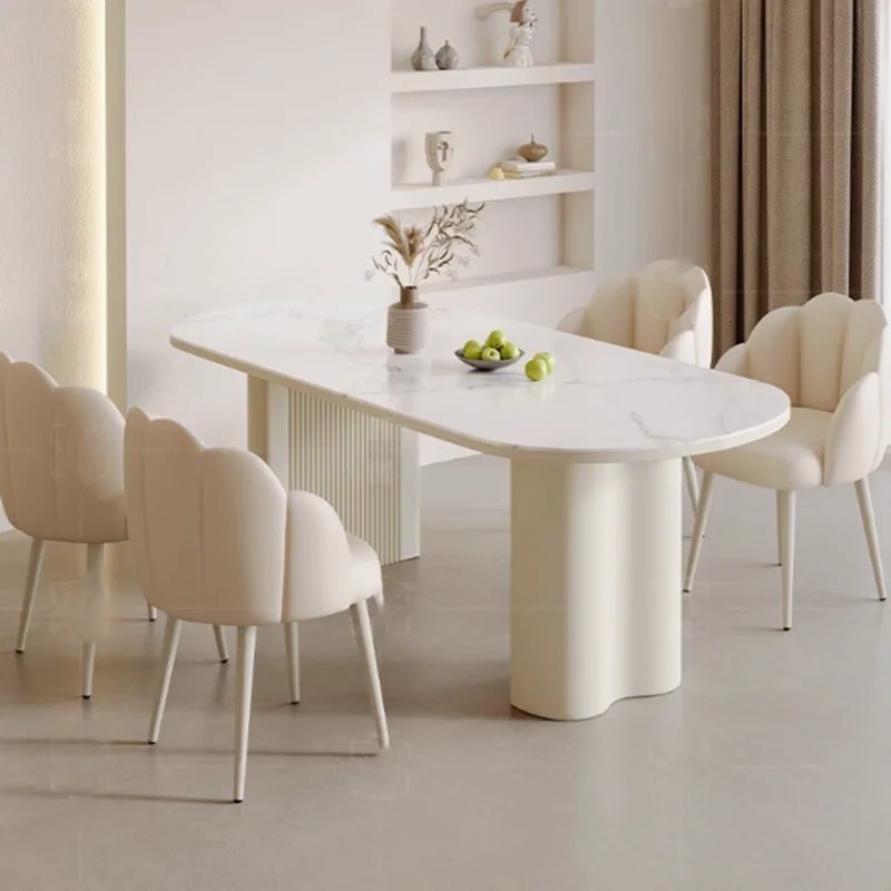 

Design Nordic Oval Dining Tables White Luxury Natural Modern Kitchen Dining Tables Round Salon Mesa De Jantar Home Furniture