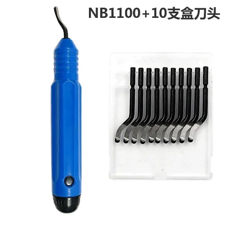 10pcs Rotary Deburr Blades Set with Handle Debur Knife, Burr Remover Hand Tool For Wood/Plastic/Aluminum Deburring Tool