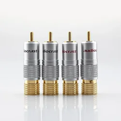 4 Pcs RCA Plug HIFI Audio Cable Male 24K Glod plated Connector Screw locking