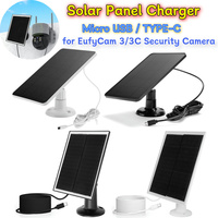 30W 5V Outdoor Solar Panel 360°Adjustable Wall Mount Solar Monocrystalline Cells Charger Micro USB+Type-C for Security Camera