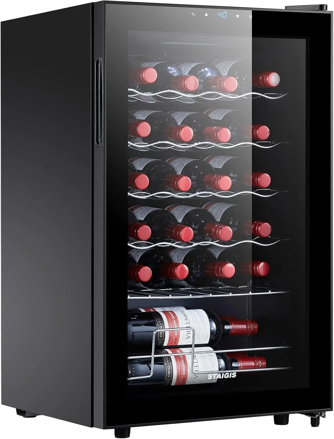 Bottle Compressor Wine Cooler Refrigerator, Small Freestanding Wine Fridge for Red, White and Champagne, Mini Fridge with 40-