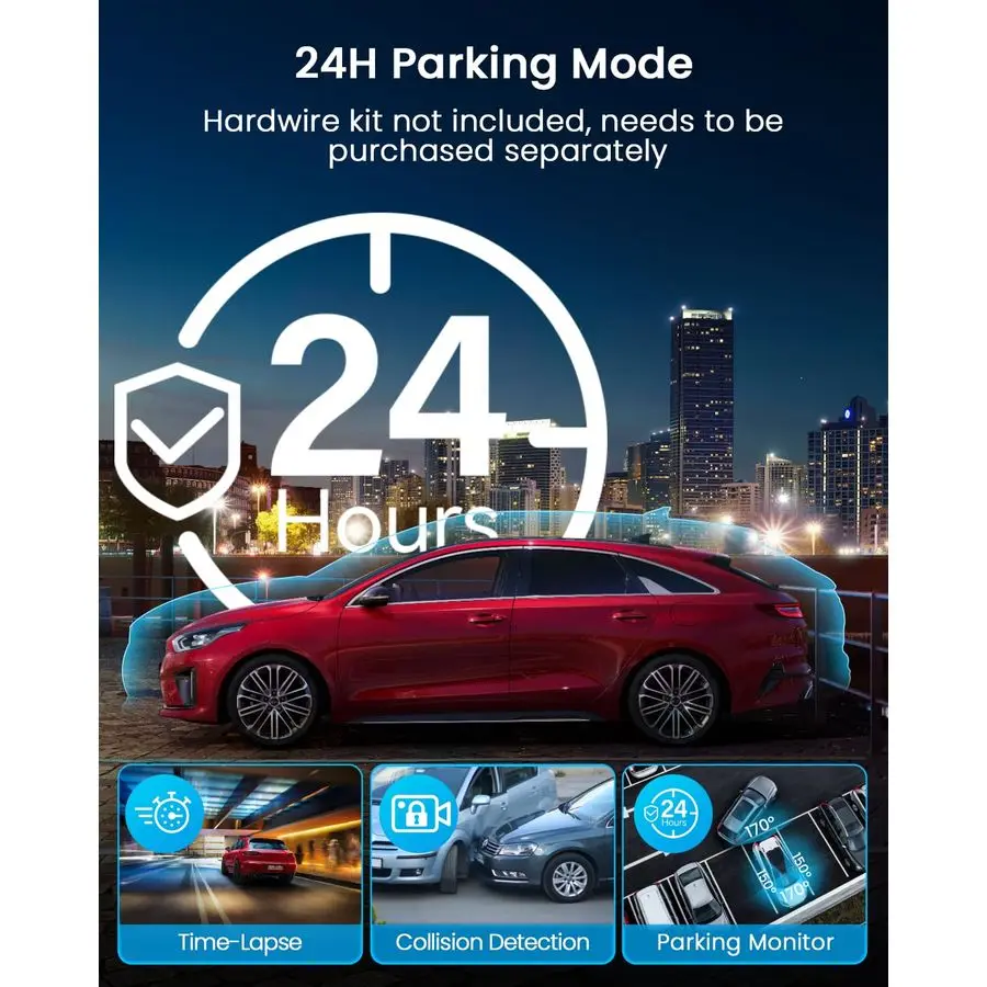 N5 4 قنوات Dash Cam 360 View، 1080P أمامي وخلفي، كاميرا داش يسار يمين للسيارات، 8 مصابيح IR للرؤية الليلية، 5G WiFi a