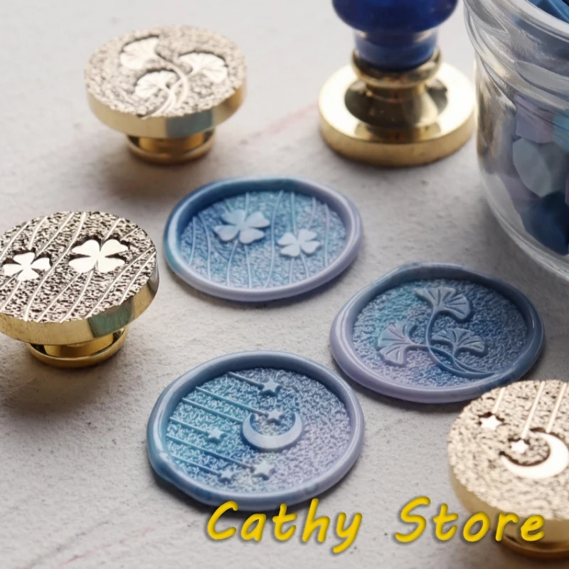 25mm Frosted Stempel Lakzegel Stempel Sterren Maan Vogel Klaver Liefde Lucky Honing Messing Diy Geschenken Wenskaart Decoratie Aanpasbaar