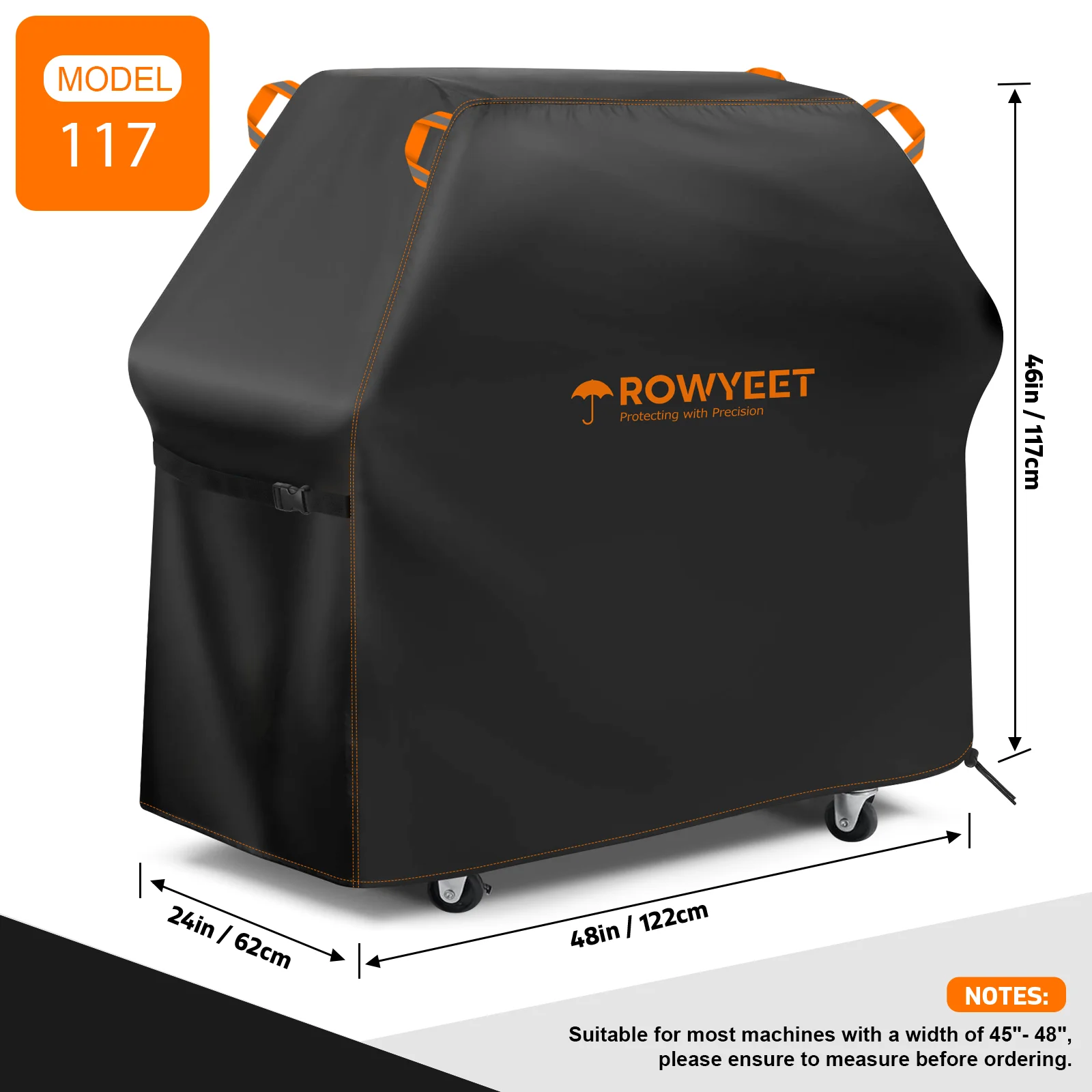Orange Line Bbq Cover Rowyeet Outdoor Bbq Grill Cover, Waterproof and Uv-Resistant Gas Grill Cover, with Adjustable Hem view 5