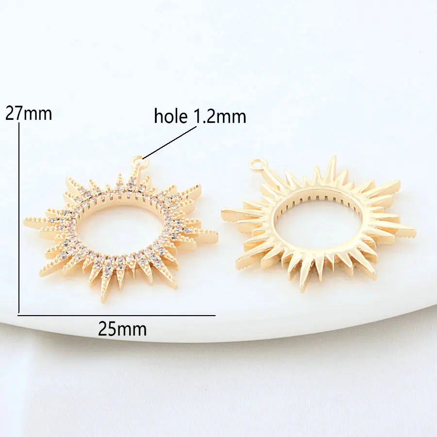 25*27MM 14K Gold Color Brass Sun Charms Pendants Necklace Earrings Jewelry Making Supplies Accessories