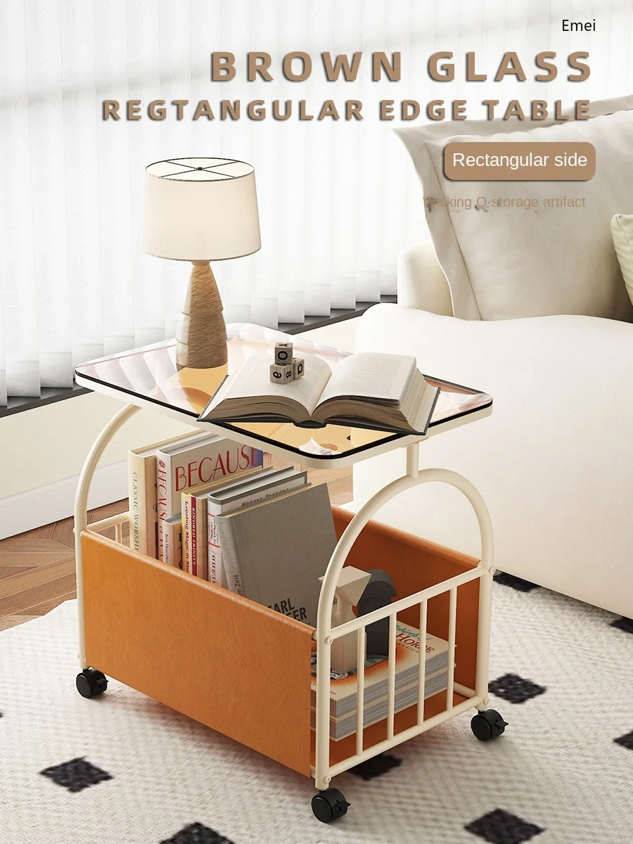 

Movable living room sofa side few cream wind small coffee table household bedroom simple trolley