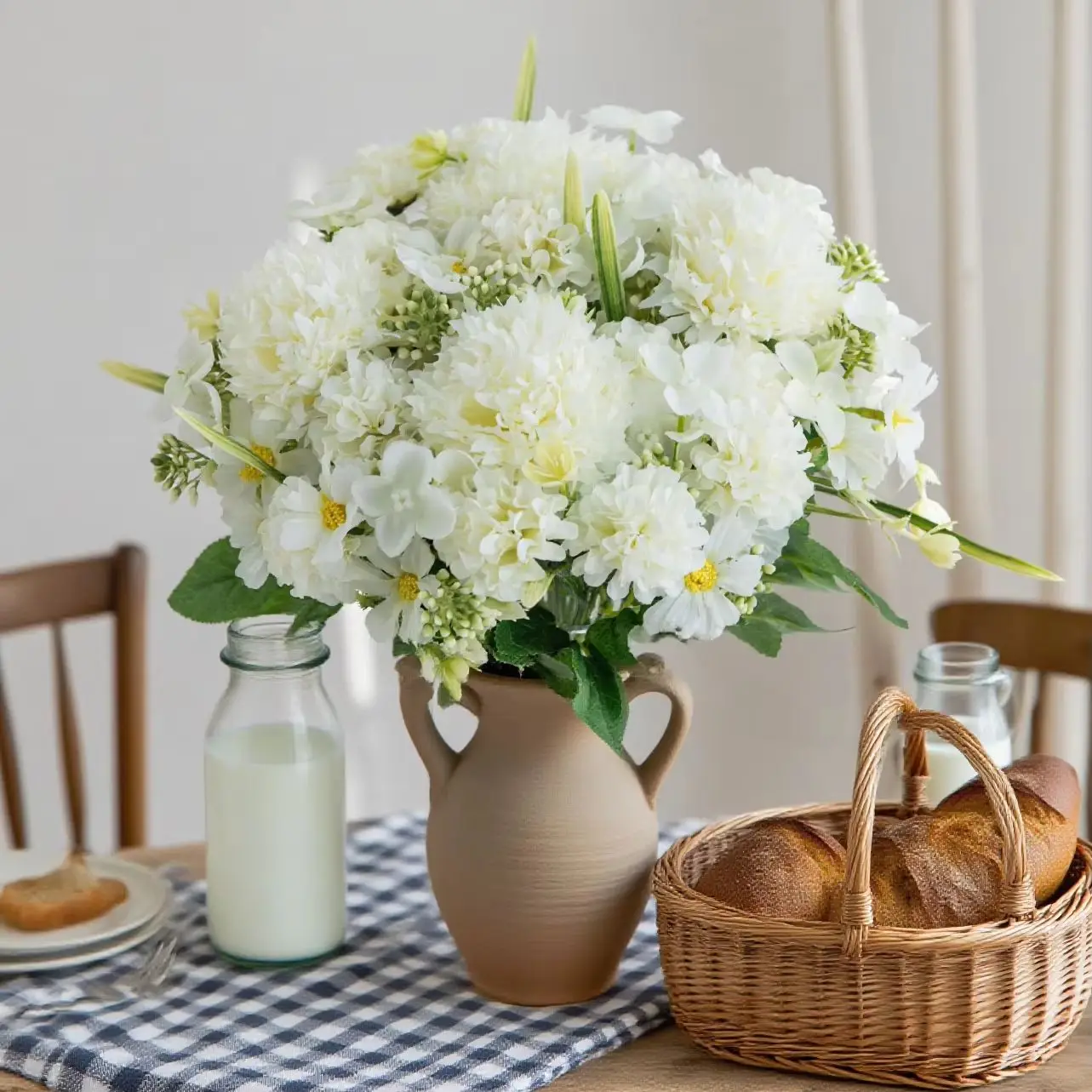 Künstliche Blumen Seiden-Flieder-Kugel Chrysanthemen Heim-Vasen Dekorationen für Draußen Valentinstag Hochzeit Braut DIY Party-Zubehör