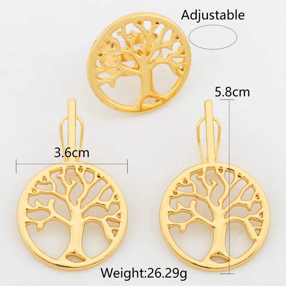 4sets Earrings and Rings Dubai 18k Gold Color Copper Jewelry Set Wholesale African Maps Shape Ethnic Geometry Jewelry Ornaments