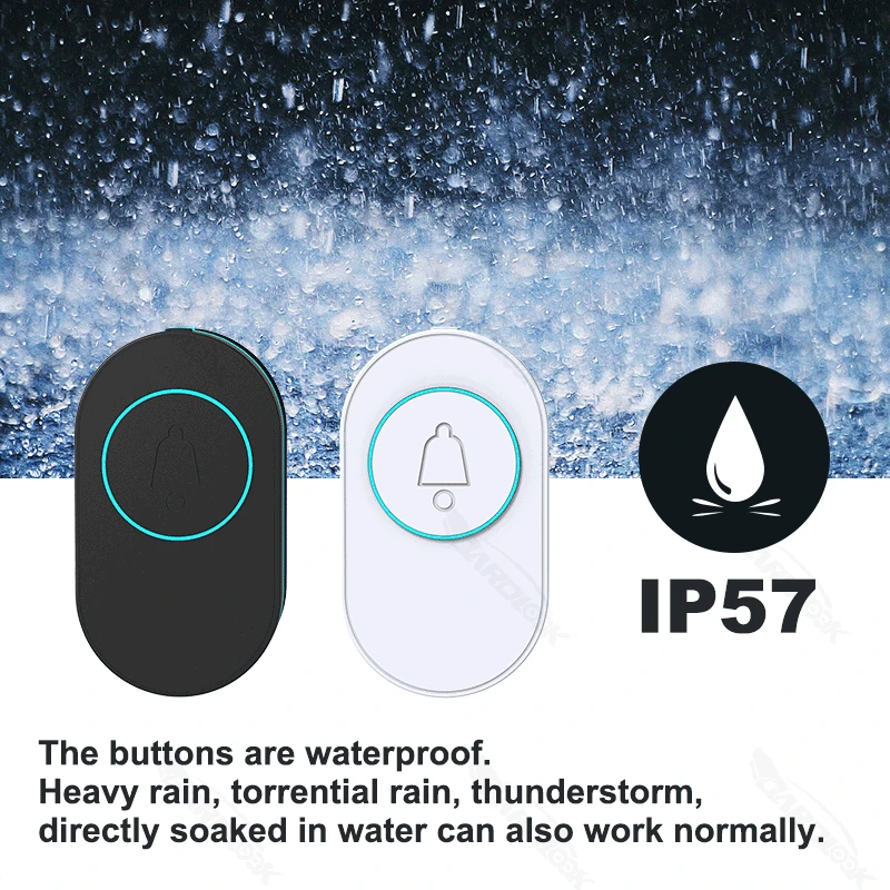 Wireless Doorbell 433MHz Waterproof Button Home Welcome Door Bell Support 39 Ringtones 5 Volume levels Barrier-free 100m Remote