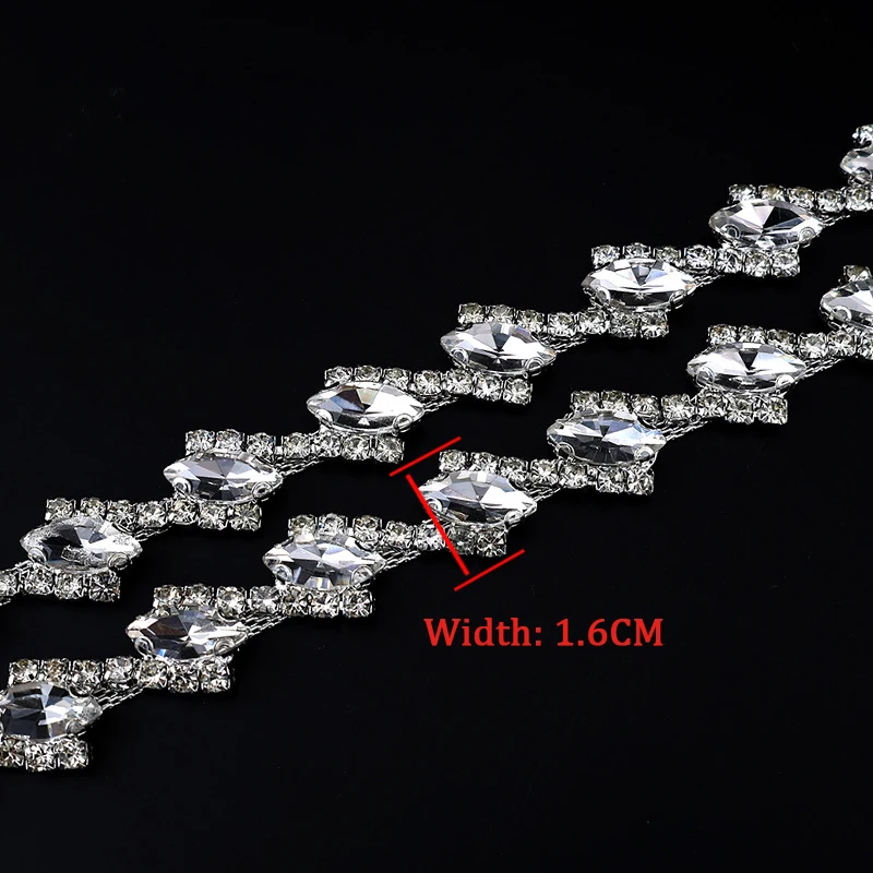 10 Yards Strass Kette Trim Glänzende Kristall Diamant Zubehör DIY Handwerk Hochzeit Party Geschenk Dekoration Diamant Metall Kette – Detail 5