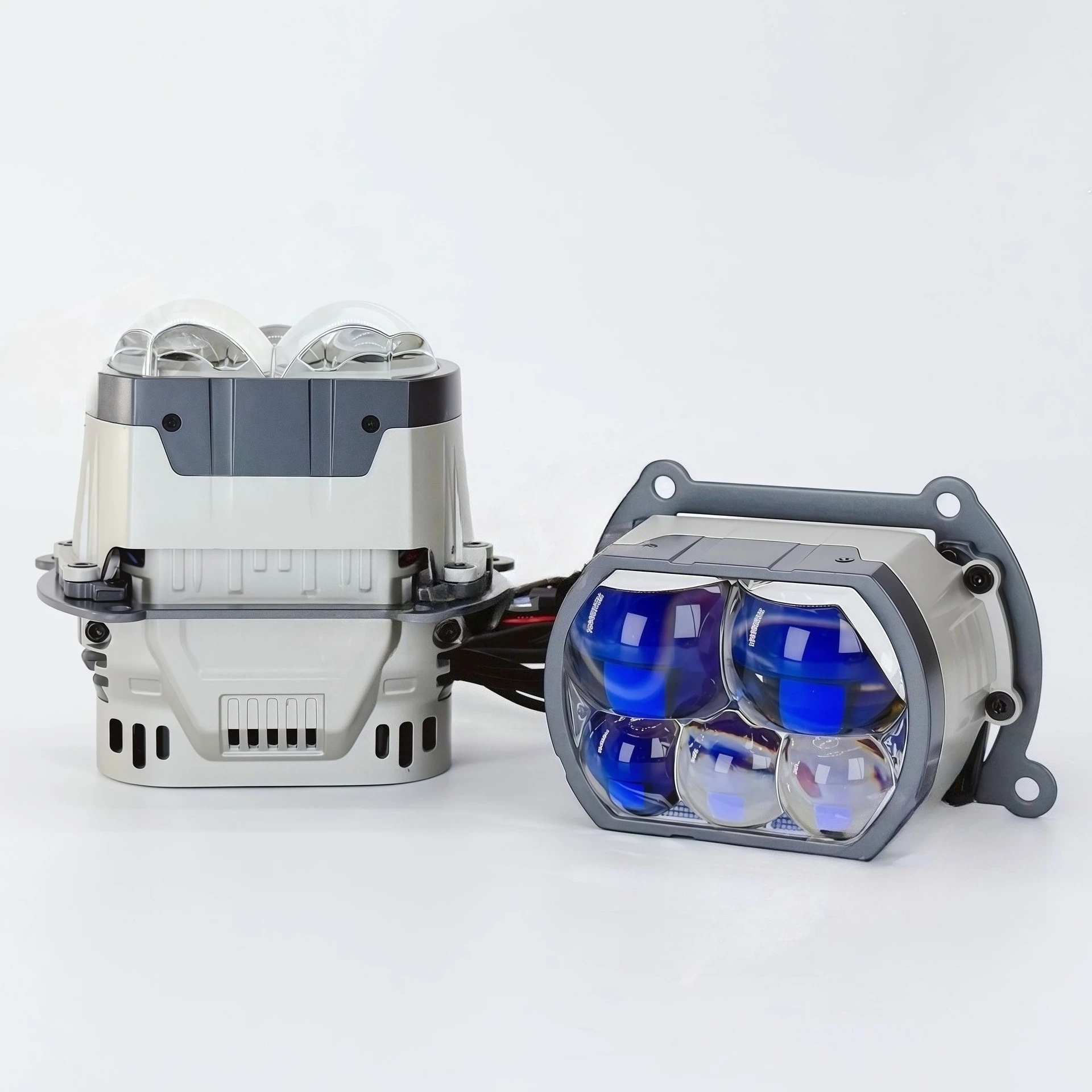 D5F 5-LED Square Projector Lens Headlight 200W High Power Super Bright Dual Beam Hi/Lo Beam Integrated Automotive LED Headlamp