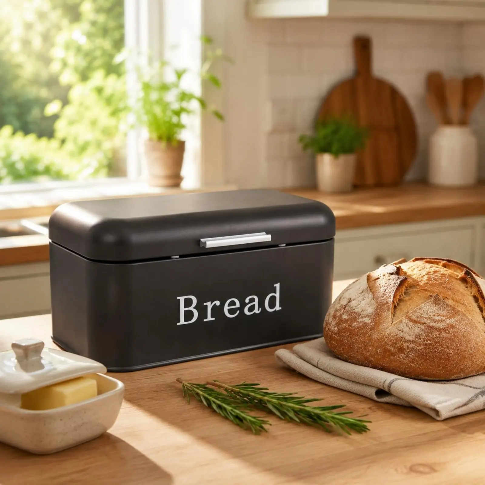 

Flip Top Bread Box Nordic Design Square Bread Bin Space Saving Elegant Design for Entryway