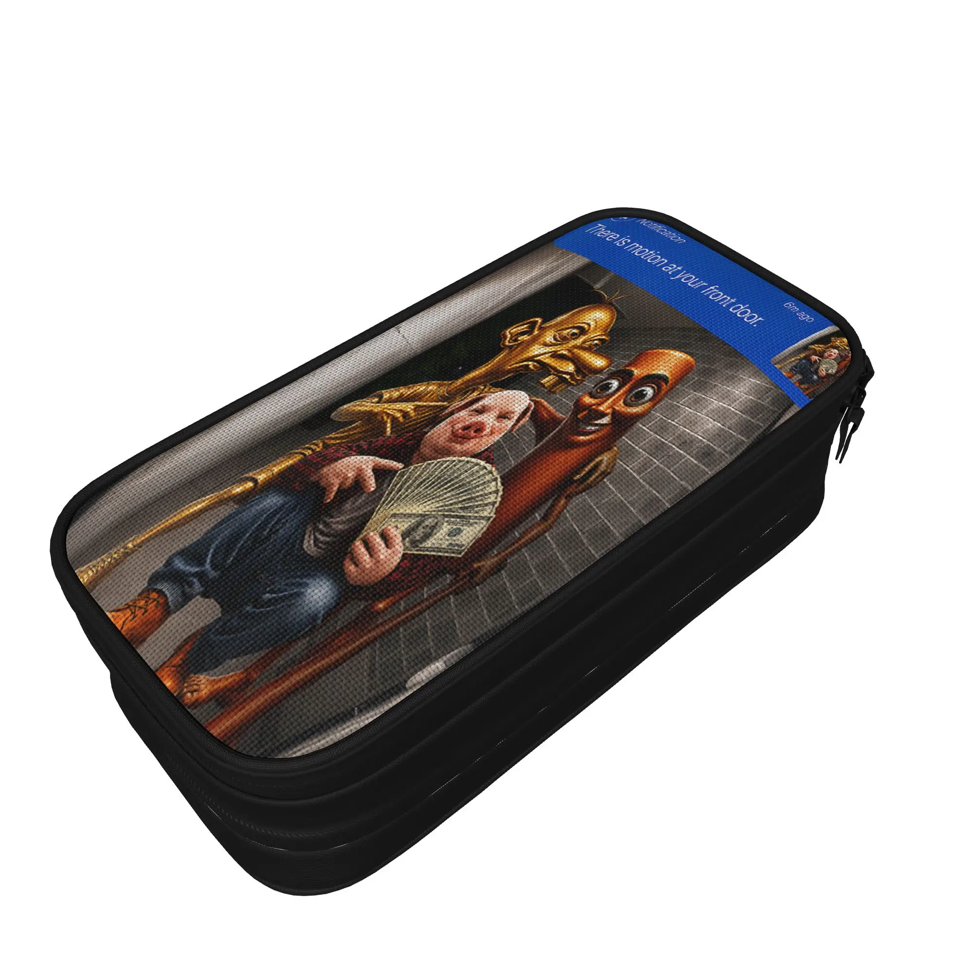 There is Motion Your Front Door Tung Sahur John Pork Neegy Pencil Case  Double Layer Pencil Pouch Portable School Pencil Cases