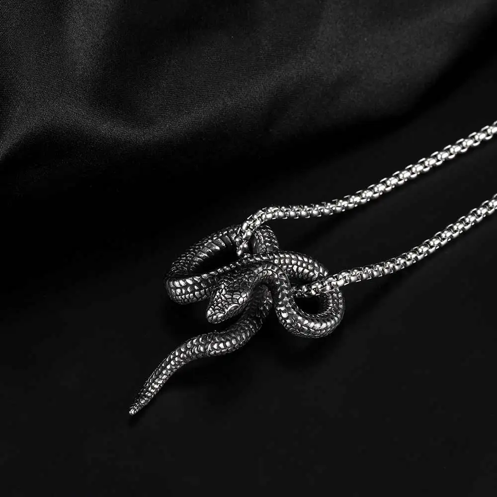 DARHSEN Male Men Statement Necklaces Snake Pendants Fashion Hip hop Jewelry Stainless Steel Box Chain Party Gift