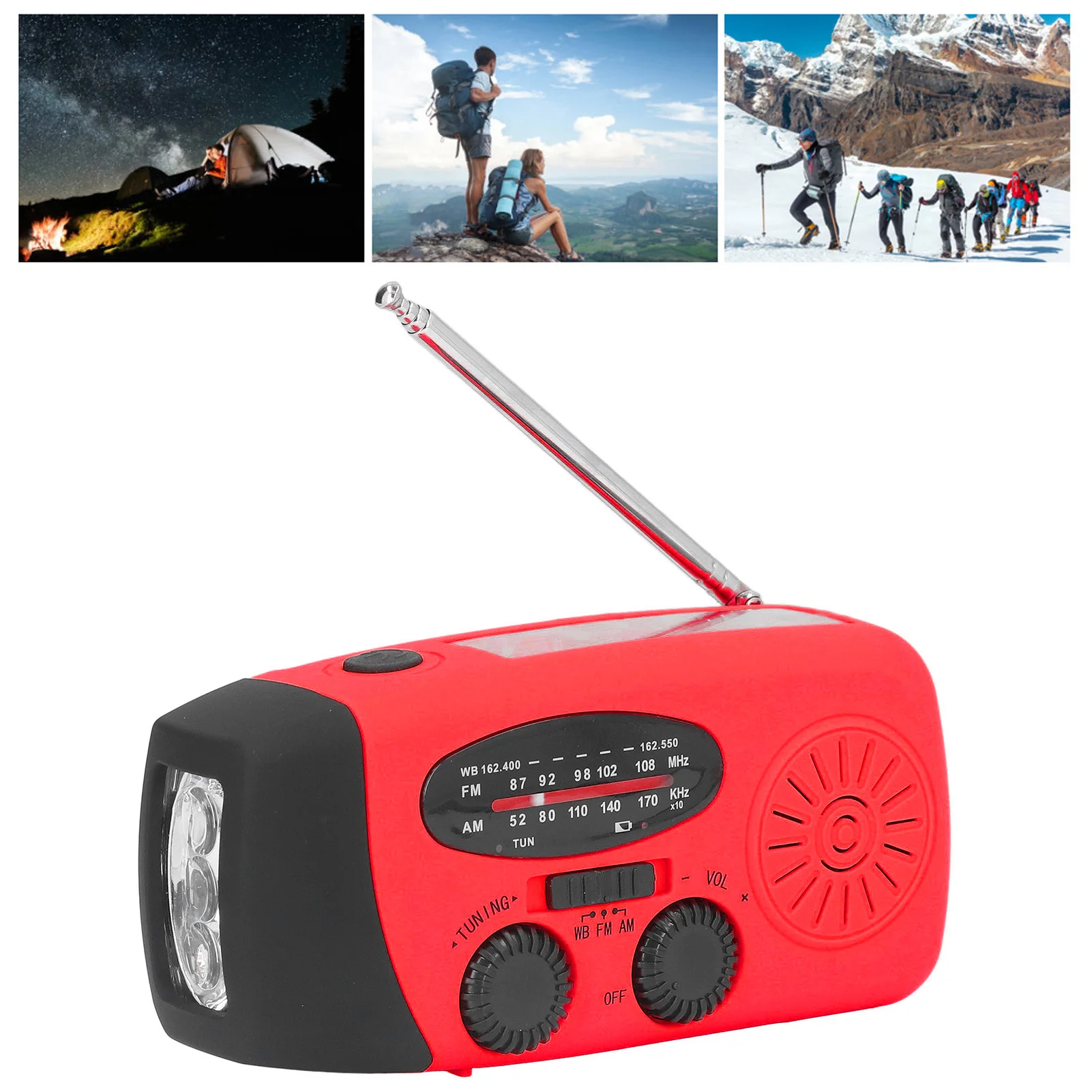 Hand Crank Radio Hand Crank Solar Radio with LED Flashlight Portable FM AM WB USB Radio for Emergency Disaster Prevention
