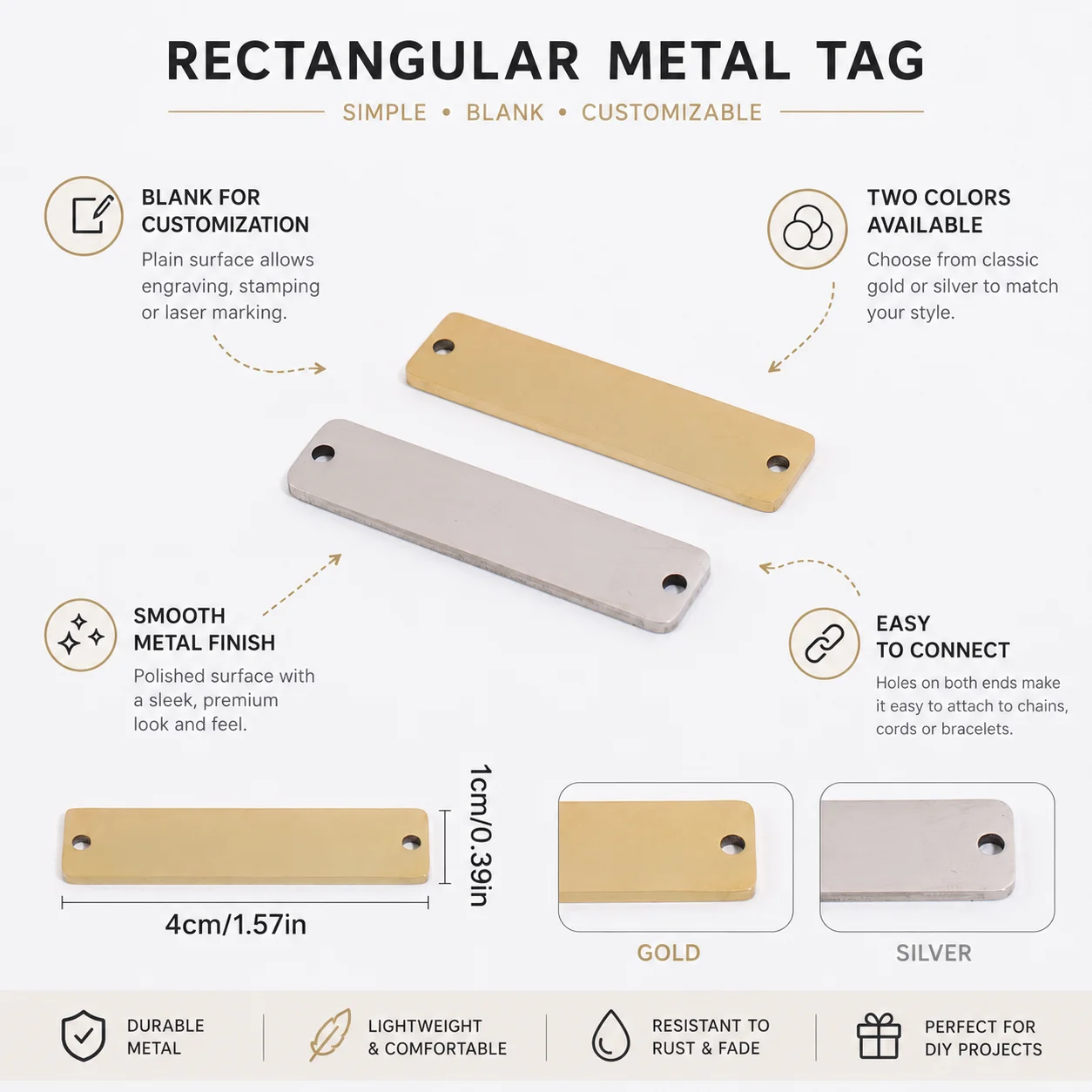 Personalized Stainless Steel Metal Tag - DIY Engravable Pendant Necklace Blank Custom Jewelry Gift for Friends Clothing text Tag - view 4