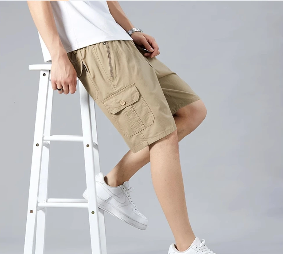 

Мужские свободные хлопковые деловые повседневные брюки, брюки средней длины, тонкая мужская рабочая одежда, Костюмные шорты