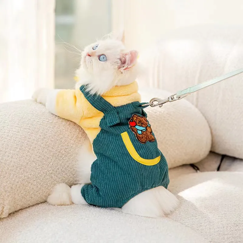

Green Bear Pet Winter Warm Clothes Cat Solid T-shirt Clothing Dogs Thin Small Fashion Chihuahua Autumn and Winter Dog Clothes