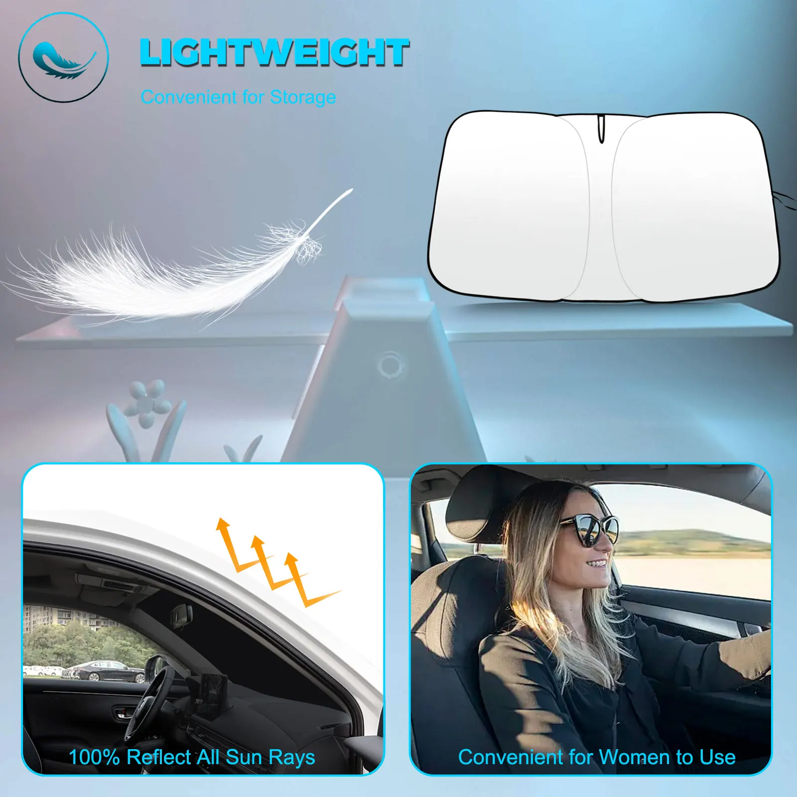 

Windshield Sun Shade for Honda Ridgeline Accessories 2017-2024 2025 Window Shade Sun Visor Cover Foldable Blocks UV Rays