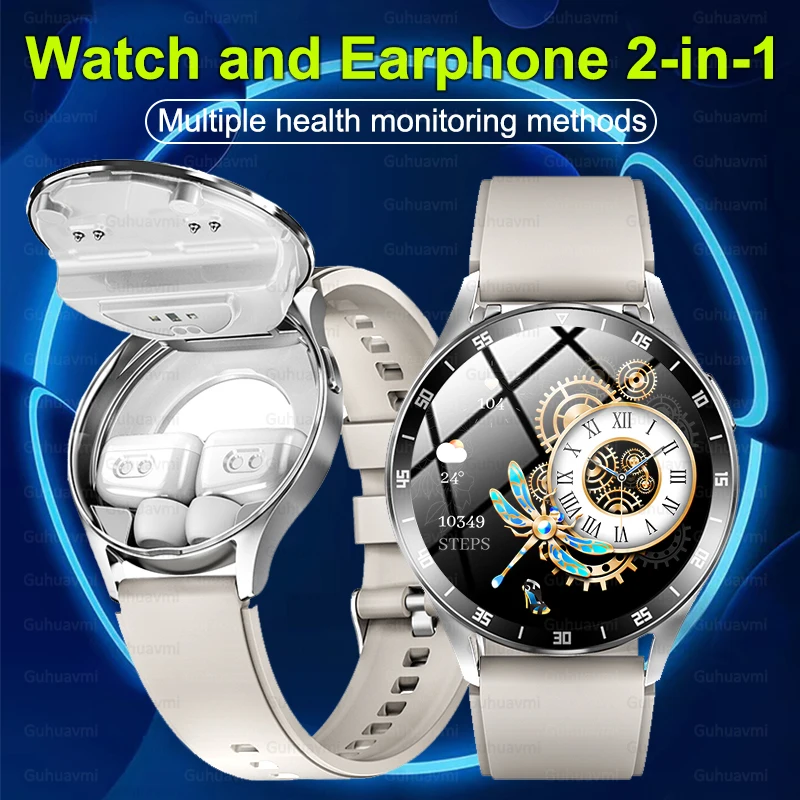 2024New NFC TWS Music Talk Smartwatch Earphone 2 In 1 Men Women  Fashion Smart Watch With Earbuds 4Hours Of Strong Sound Effects