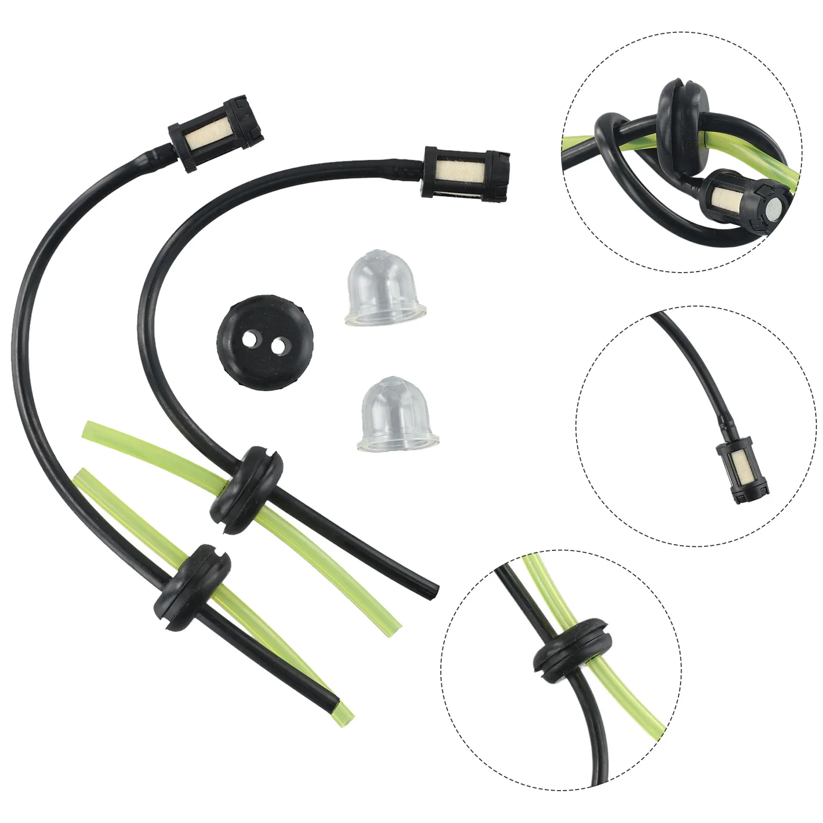 2 Sets Fuel Hose Pipe Filter Primer- Kit Grommet Seals Primer- Bulbs Strimmer- Hedge Cutter Chainsaw Petrol Garden Trimmer Parts
