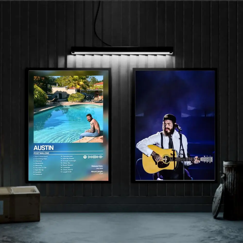 

Austin Posts M-Malone Poster Prints Canvas Painting Wall Art Picture Living Room Home Decor Tracklist Music Album Cover