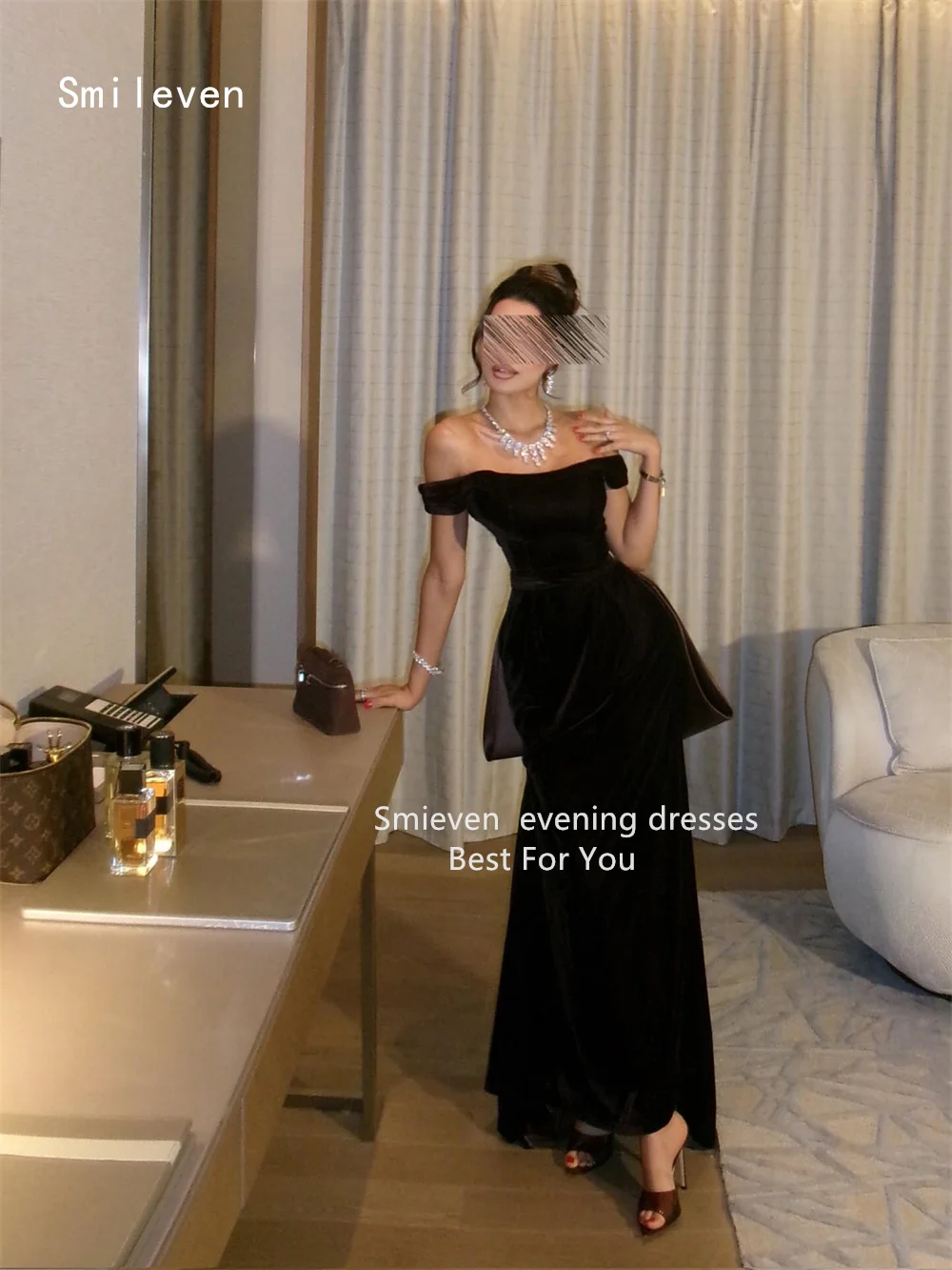 Smileven Elegant 3D Mermaid Prom Dress Off The Shoulder Party Gowns Slimming Bow Occassion Dress Customized 2026