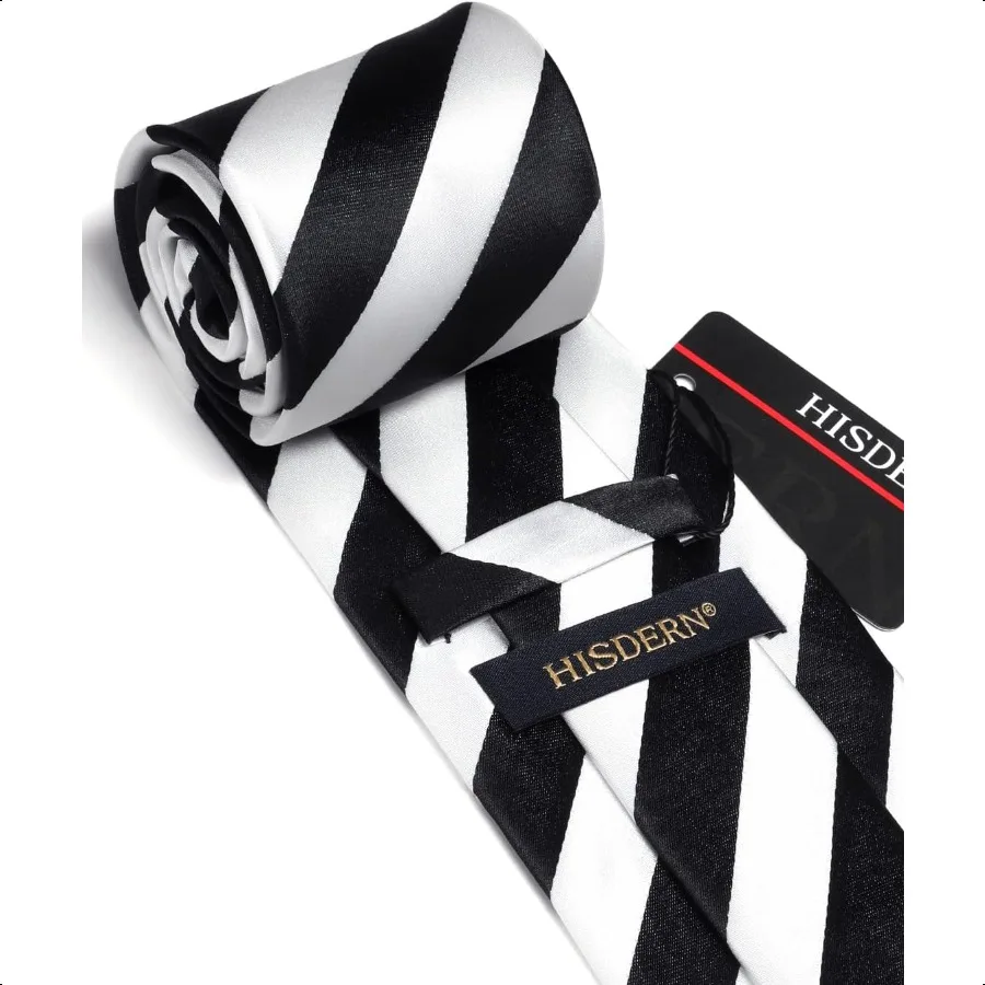 HISDERN мужской галстук в полоску и комплект носовых платков деловой формальный тканый карманный квадратный свадебный галстук в полоску для колледжа