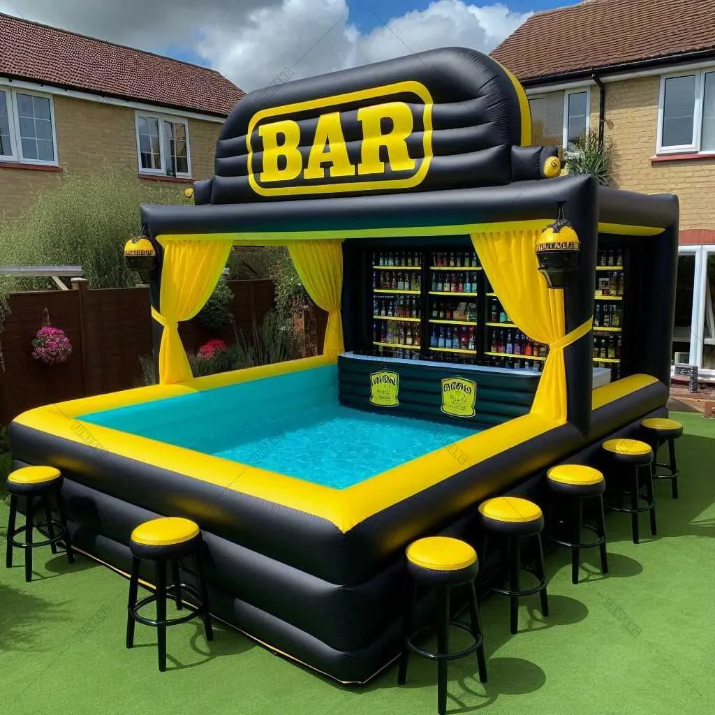 PVC Inflatable Floating Pool Bar for Parties - Customizable Tent with Free Logo Printing swimming pool bar