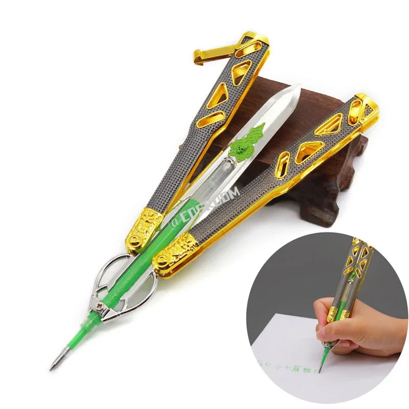 قلم جل Balisong للأسلحة ، سلاح معدني ، سكين فراشة ، لعبة مجسمة ، إكسسوارات أنيمي ، إكسسوارات كوسبلاي